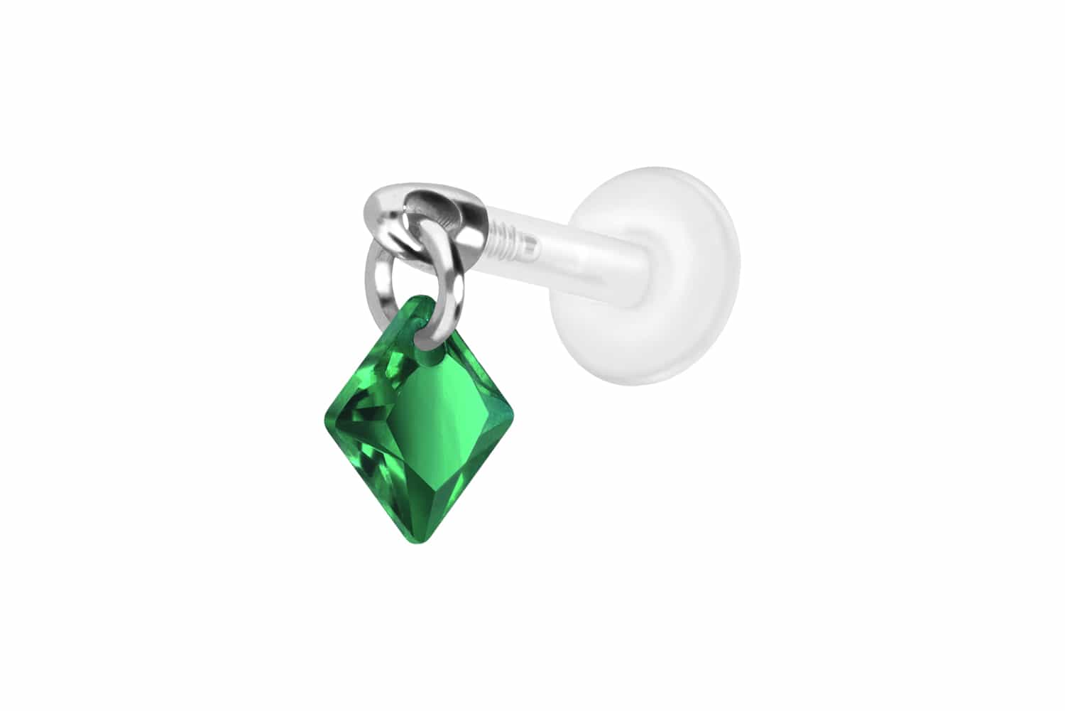 PTFE Labret Piercing mit Innengewinde + Titan-Aufsatz KRISTALLQUADRAT